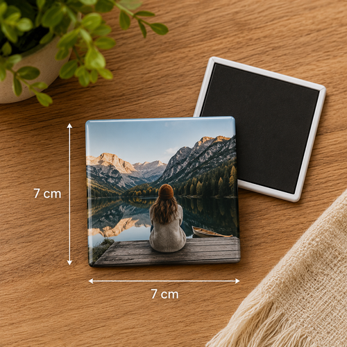 Magnes ze zdjęciem 7 × 7 cm – Z własnym zdjęciem